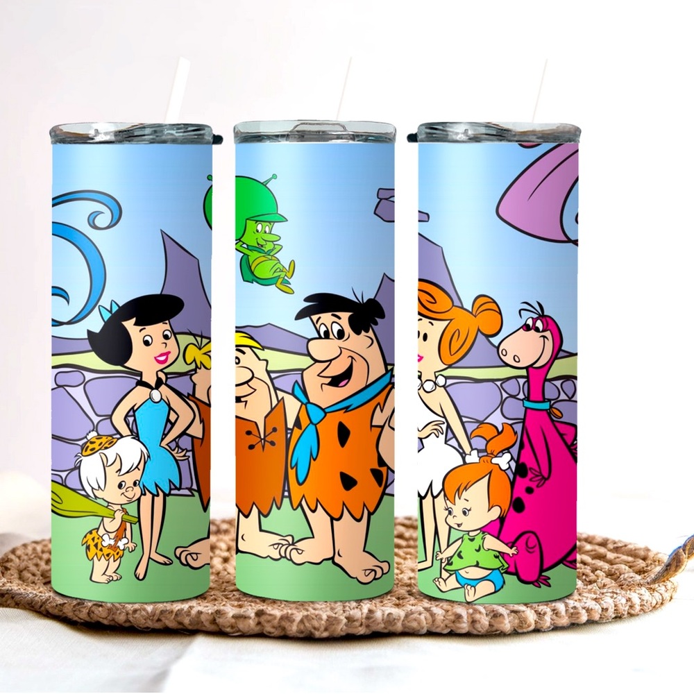 90’s cartoon inspired 20 oz. stainless steel tumbler with lid and straw